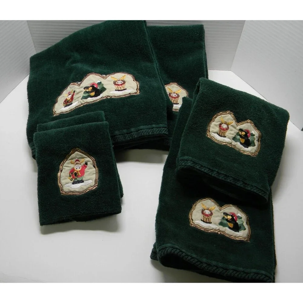 Make the Season Bright Christmas Towel Set of 6 Towels, Hand Towels, Cloths EUC